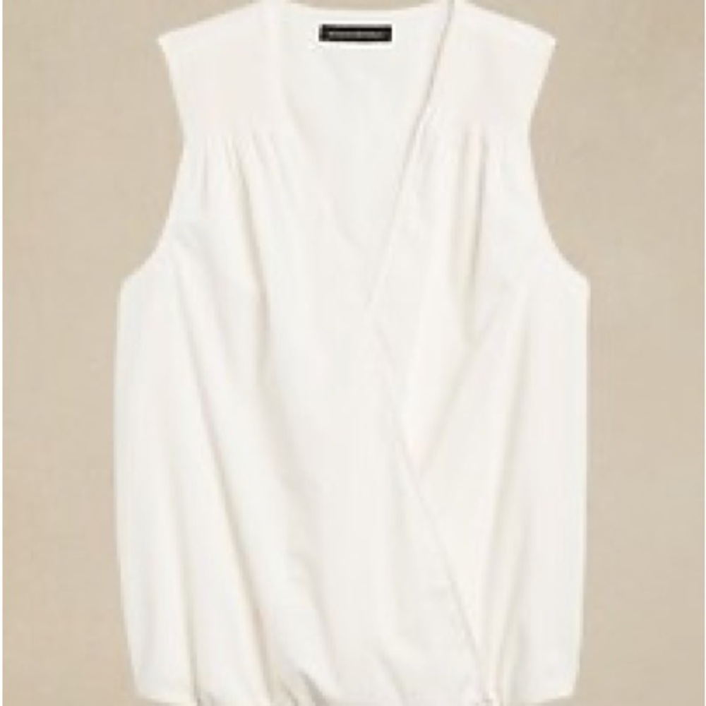 NEVER WORN Banana Republic Cotton Wrap-Effect Elegant White Sleeveless Top